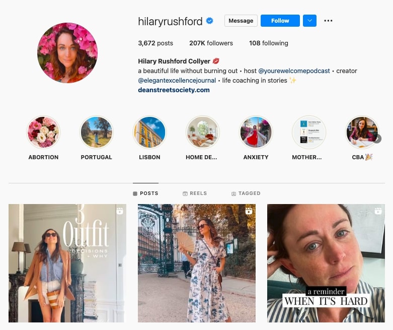 Hilary Rushford Collyer, life coach on Instagram, coaching tip