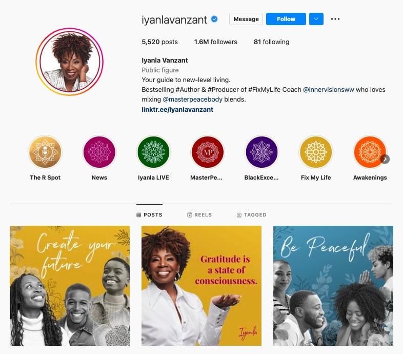 Iyanla Vanzant, new level living, best life coaches on Instagram, coaching tip